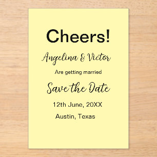 Invitations En Acrylique Salutations enregistrer la date simple minimaliste