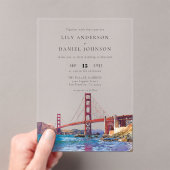 Invitations En Acrylique San Francisco Watercolor Destination Wedding (In situ (ordinateur de poche))