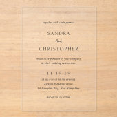 Invitations En Acrylique Sandra Classic Mariage élégant (Recto)