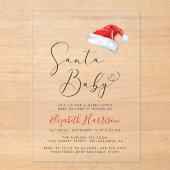 Invitations En Acrylique Santa Baby Fête Prénatale de Noël (Recto)