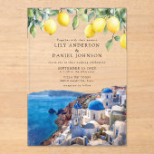 Invitations En Acrylique Santorini Greece Lemons Wedding (Recto)