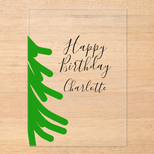 Invitations En Acrylique Sapin de Noël vert joyeux anniversaire décembre hi