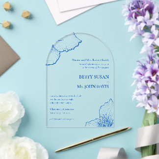 Invitations En Acrylique Sapphire monochromatique Clematis Mariage minimali
