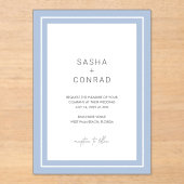 Invitations En Acrylique Sasha Cornflower Mariage moderne (Recto)