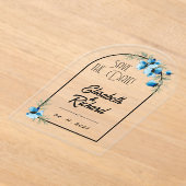 Invitations En Acrylique Save the date "Fleurs bleues" (Poser)