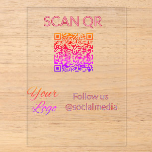 Invitations En Acrylique Scanner pour afficher le menu restaurant hôtel QR