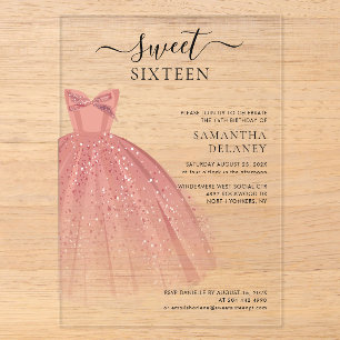 Invitations En Acrylique Scénario moderne pour 16 ans