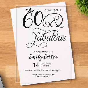Invitations En Acrylique Scénario Soixante et Fantastique Fête d'anniversai