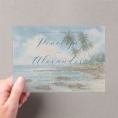 Invitations En Acrylique Scène de plage bleu tranquille (In situ (ordinateur de poche))