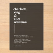 Invitations En Acrylique Schlicht acrylique gris foncé, moderne, gras (Recto)