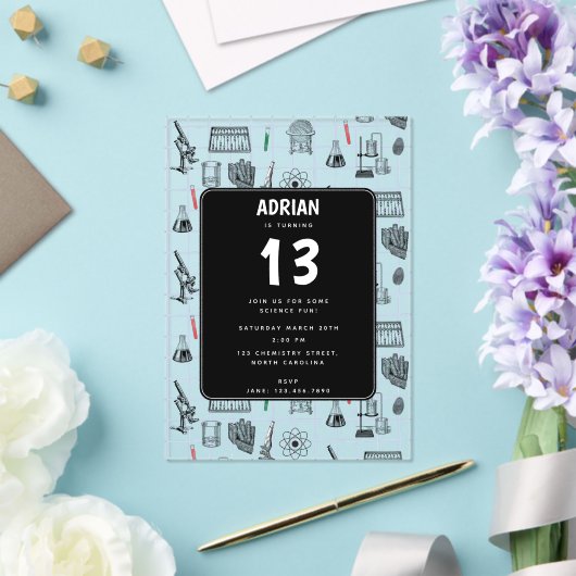 Invitations En Acrylique Science Chimie Scientifique Thème de fête d'annive (Insitu (Mariage))