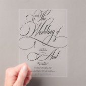 Invitations En Acrylique Script calligraphie classique moderne clair mariag (In situ (ordinateur de poche))