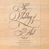 Invitations En Acrylique Script calligraphie classique moderne clair mariag (Recto)