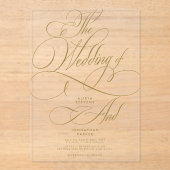 Invitations En Acrylique Script calligraphie classique moderne clair mariag (Recto)