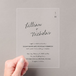 Invitations En Acrylique Script contemporain Mariage moderne