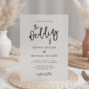Invitations En Acrylique Script contemporain moderne Mariage noir