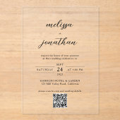 Invitations En Acrylique Script de calligraphie moderne élégant Mariage de  (Recto)