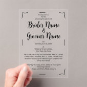 Invitations En Acrylique Script de calligraphie simple Mariage noir et blan (In situ (ordinateur de poche))