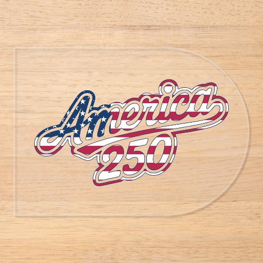Invitations En Acrylique Script Drapeau Semiquincentenaire America 250 (Recto)