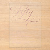 Invitations En Acrylique Script Gold Cinquante Rose Noir 50e anniversaire (Recto)