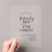 Invitations En Acrylique Script Mariage moderne noir (In situ (ordinateur de poche))