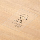 Invitations En Acrylique Script Mariage moderne noir (Poser)