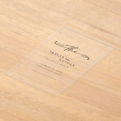Invitations En Acrylique Script Mariage Simple Élégant Enregistrer La Date  (Poser)