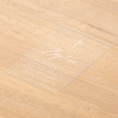 Invitations En Acrylique Script minimaliste Baptême blanc (Poser)