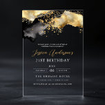 Invitations En Acrylique Script minimaliste noir et or 21e anniversaire<br><div class="desc">Célébrez 21 ans de style avec un script minimaliste Invitation d'anniversaire noir et or! Avec des accents noirs et or élégants, une typographie de script élégante et un design épuré et moderne, cette invitation donne le ton d'une célébration sophistiquée. Parfait pour tous les lieux, des salons chic aux réunions intimes,...</div>