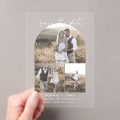 Invitations En Acrylique Script Moderne 3 Photo Mariage Blanc Enregistrer L (In situ (ordinateur de poche))