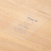 Invitations En Acrylique Script moderne Coquette Bow Fête des mariées bleue (Poser)