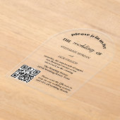 Invitations En Acrylique Script moderne élégant QR Code Mariage budget (Poser)