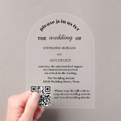Invitations En Acrylique Script moderne élégant QR Code Mariage budget (In situ (ordinateur de poche))
