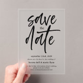Invitations En Acrylique Script moderne Enregistrer la date Frosted (In situ (ordinateur de poche))