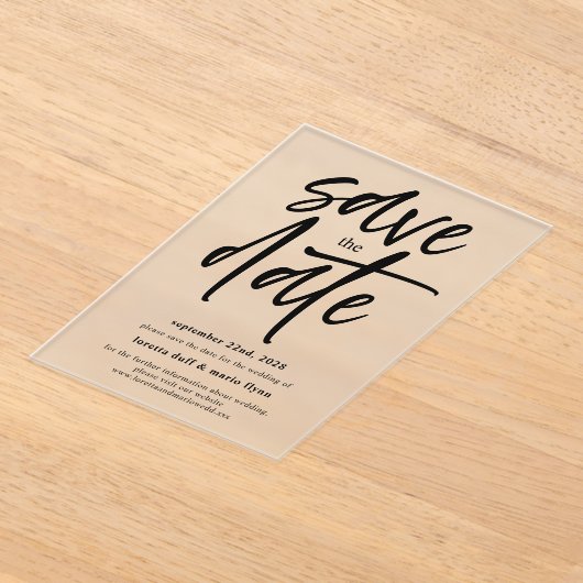 Invitations En Acrylique Script moderne Enregistrer la date Frosted (Poser)