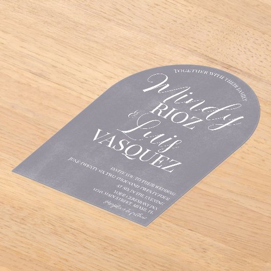 Invitations En Acrylique Script moderne Gris Washed Pierre Rustique Mariage (Poser)