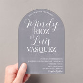 Invitations En Acrylique Script moderne Gris Washed Pierre Rustique Mariage (In situ (ordinateur de poche))
