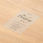 Invitations En Acrylique Script moderne Mariage noir et blanc (Poser)