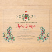 Invitations En Acrylique Script Nocrasse de Noël Open House (Recto)