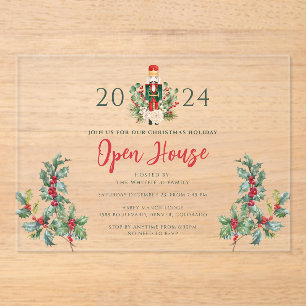 Invitations En Acrylique Script Nocrasse de Noël Open House