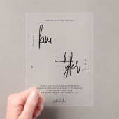 Invitations En Acrylique Script noir moderne minimaliste clair mariage (In situ (ordinateur de poche))