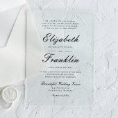 Invitations En Acrylique Script Orné Mariage noir et blanc