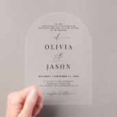 Invitations En Acrylique Script romantique moderne Arche Mariage noir blanc (In situ (ordinateur de poche))