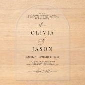 Invitations En Acrylique Script romantique moderne Arche Mariage noir blanc (Recto)