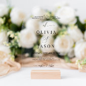 Invitations En Acrylique Script romantique moderne Arche Mariage noir blanc