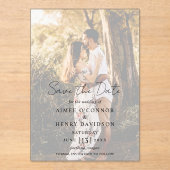 Invitations En Acrylique Script rustique Photo Mariage moderne Enregistrer  (Recto)
