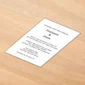 Invitations En Acrylique Script Simple Mariage Élégant Noir Blanc (Poser)