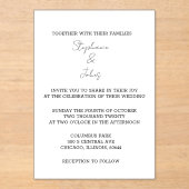 Invitations En Acrylique Script simple noir blanc élégant Mariage minimal (Recto)