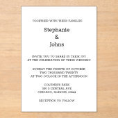 Invitations En Acrylique Script Simple Noir Blanc Minimal Mariage élégant (Recto)
