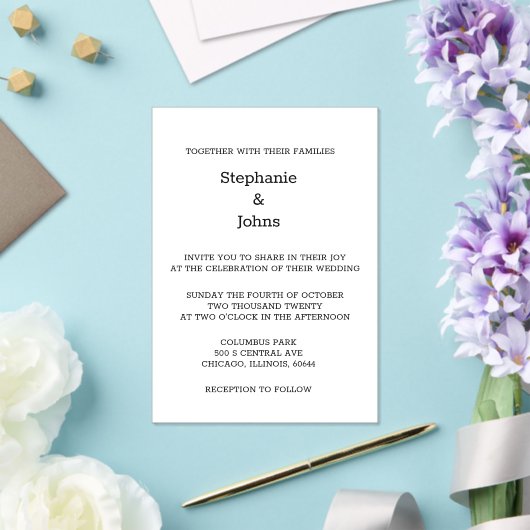 Invitations En Acrylique Script Simple Noir Blanc Minimal Mariage élégant (Insitu (Mariage))